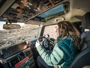 The author driving a right-hand-drive Grenadier