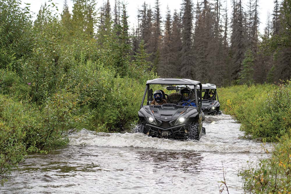 Yamaha Wolverine goes through a water crossing