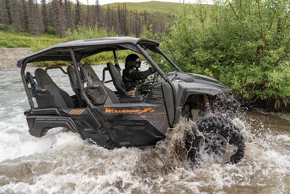 Driving through a river