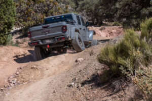 A Jeep Gladitor rolls off-road with Toyo tires.