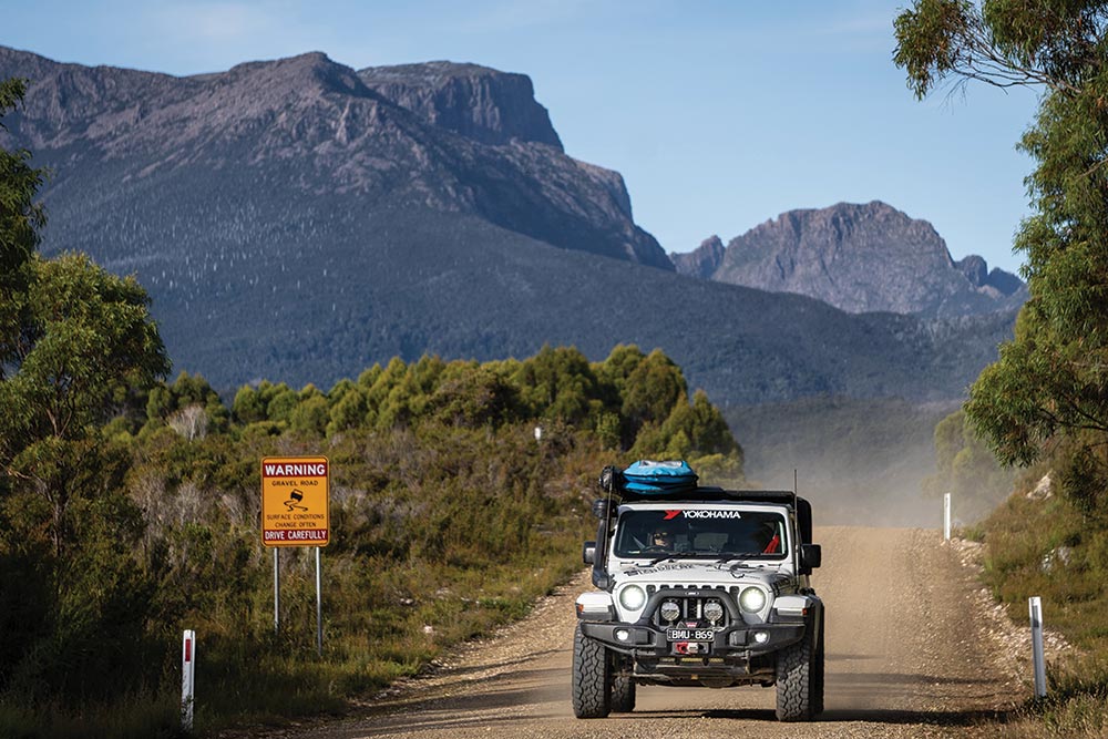 Rubicon on the Road in Tasmania