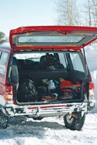 car packed for snowbound emergency 