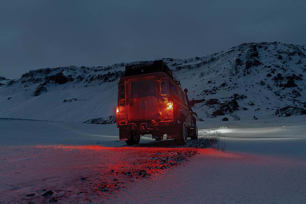 car on dark road 