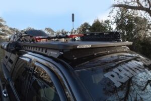 Roof rack on top of a black truck