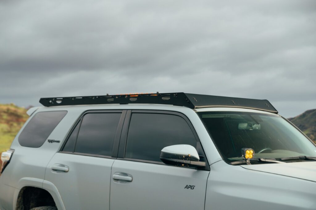 Gray 4Runner with black roof rack by Sherpa Equipment