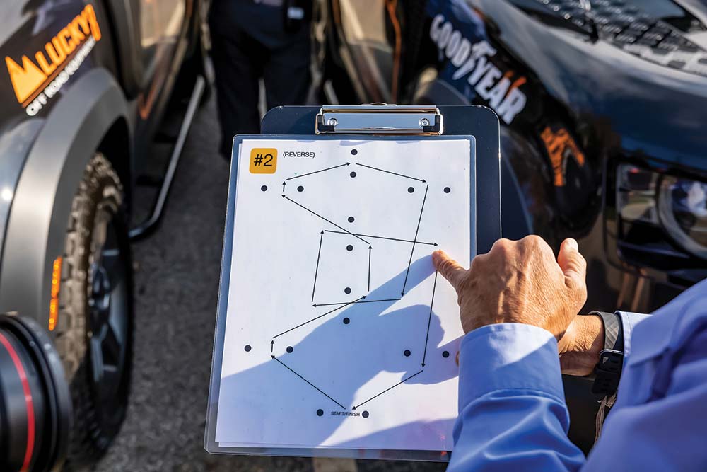 A hand plots out points along a route on a clipboard.