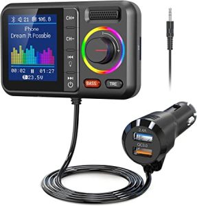 A black 12V charger connects with a cord to a small black display with a screen and small dial.