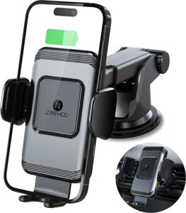 A black phone holder with a moveable arm and a suction cup is a great last minute gift for an overlander.