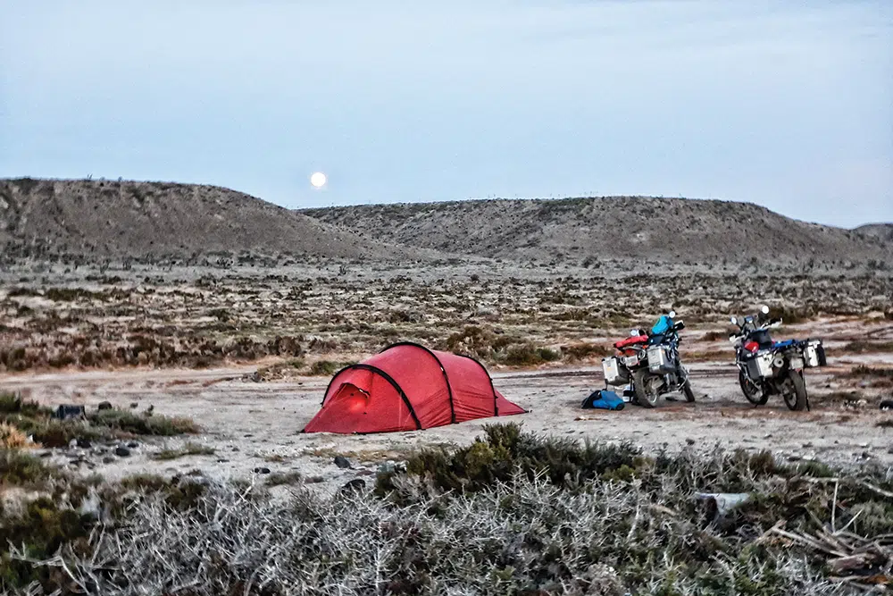 The couple camps on Christmas Eve along the Pacific Coast in Baja