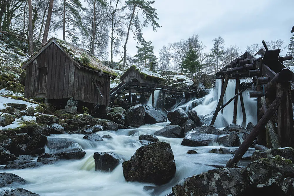 An outdoor museum of historic huts