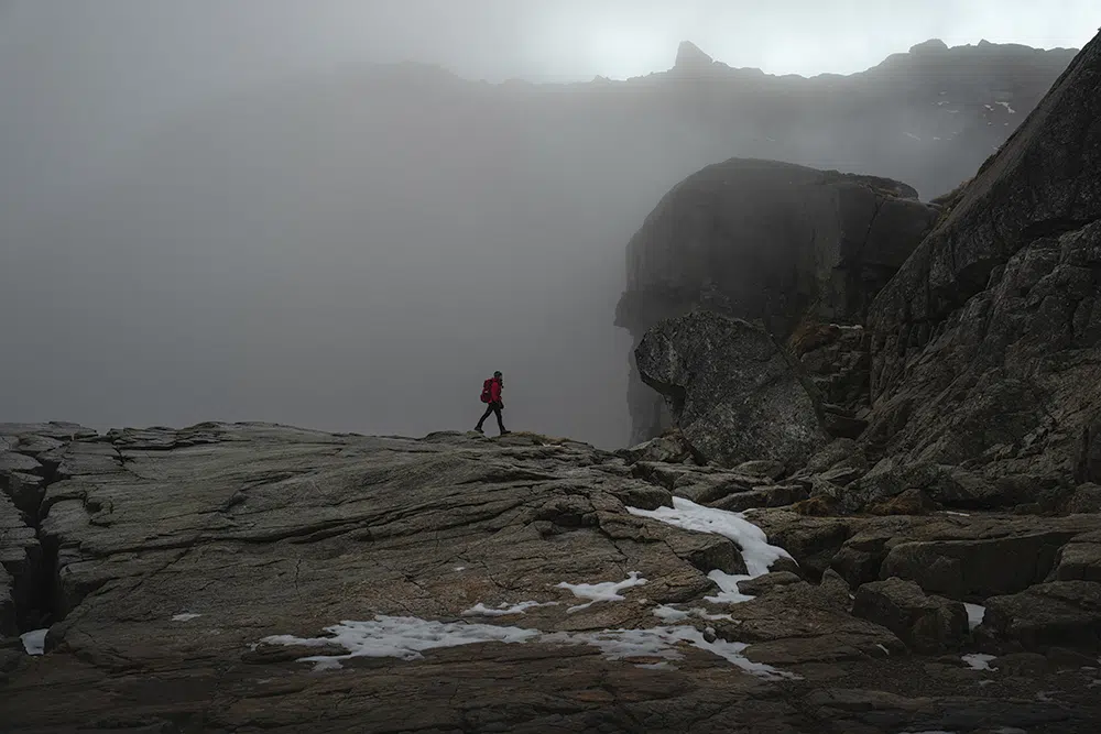 Lisa hikes to Pulpit Rock