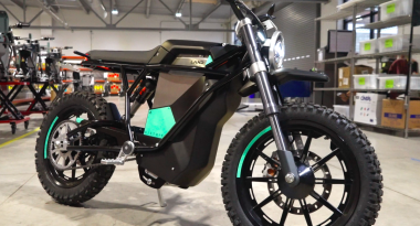 Black and green e-bike from Land Moto.