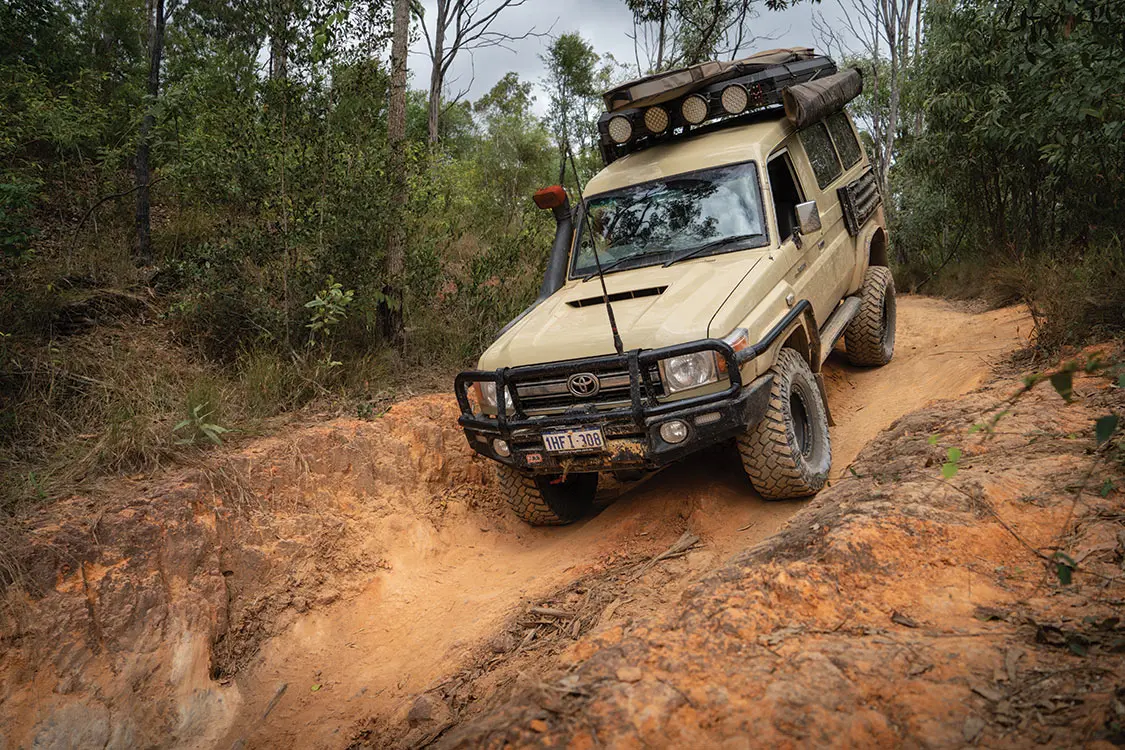 heavily loaded Land Cruiser