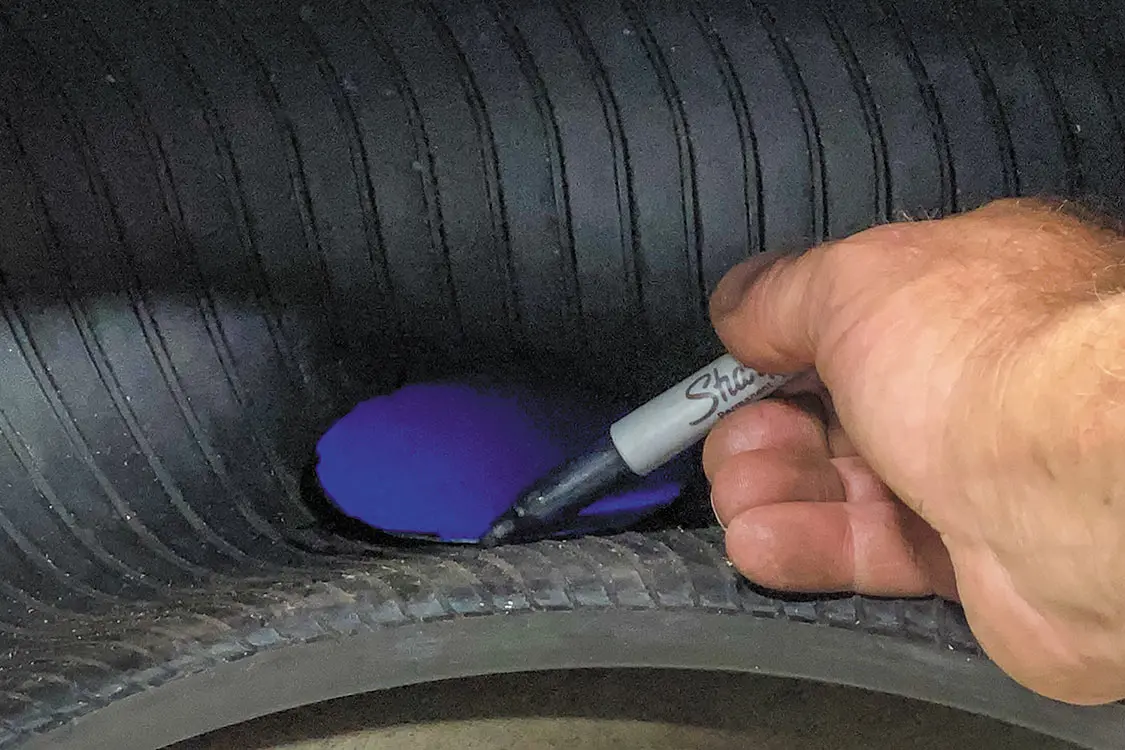 Internal tire patching for off-road emergency tire repair