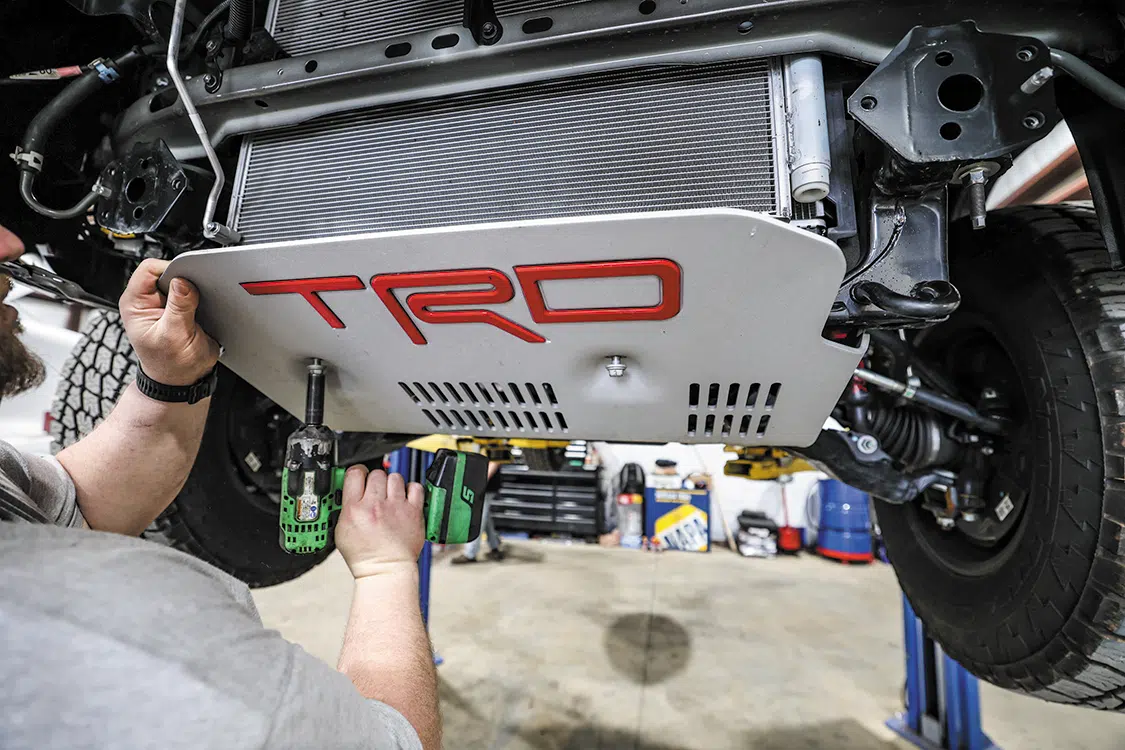 The front skid plate had to be removed temporarily