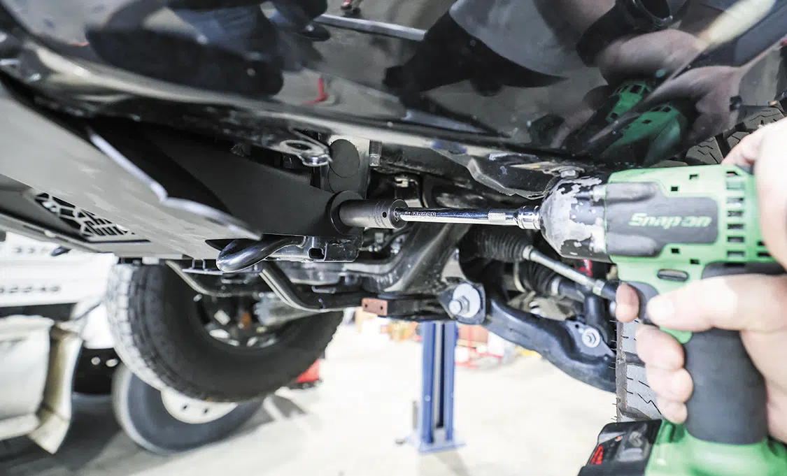 We installed one bolt per side, backwards where the crash bar brackets once bolted
