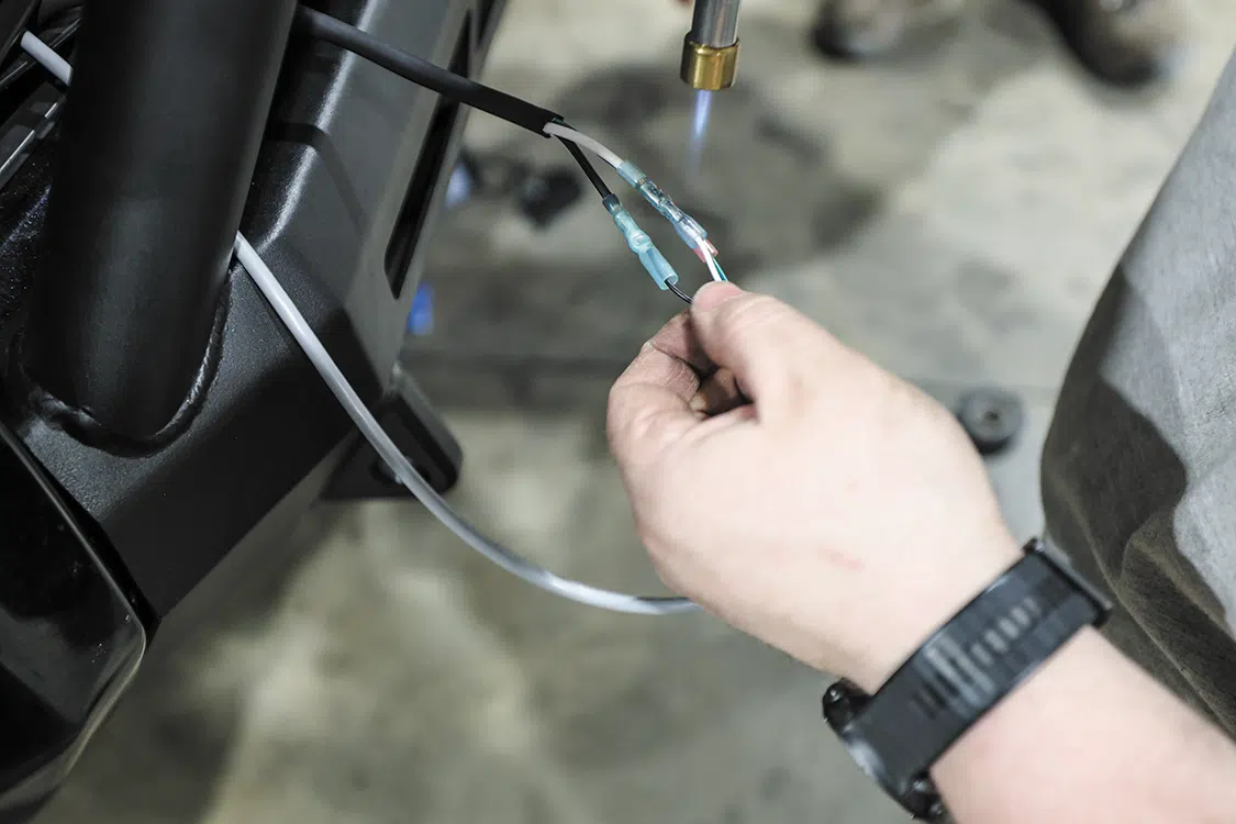 The lightbar power wires were connected and run to our preferred switched power connection