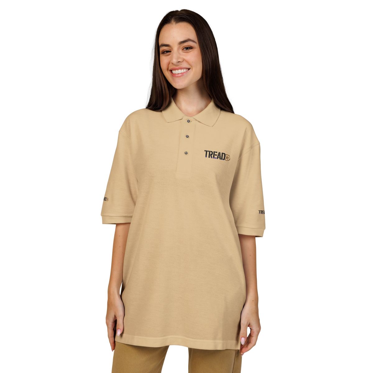 Tread Stone Colored Embroidered Unisex Polo Shirt - TREAD