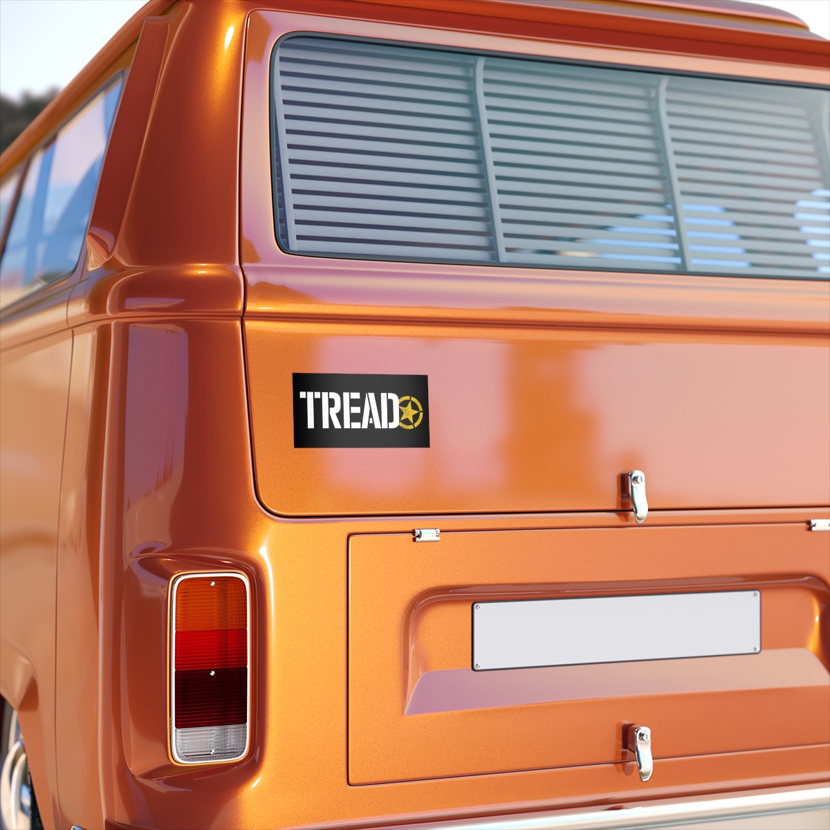 TREAD bumper sticker | military star decal, distressed black and gold