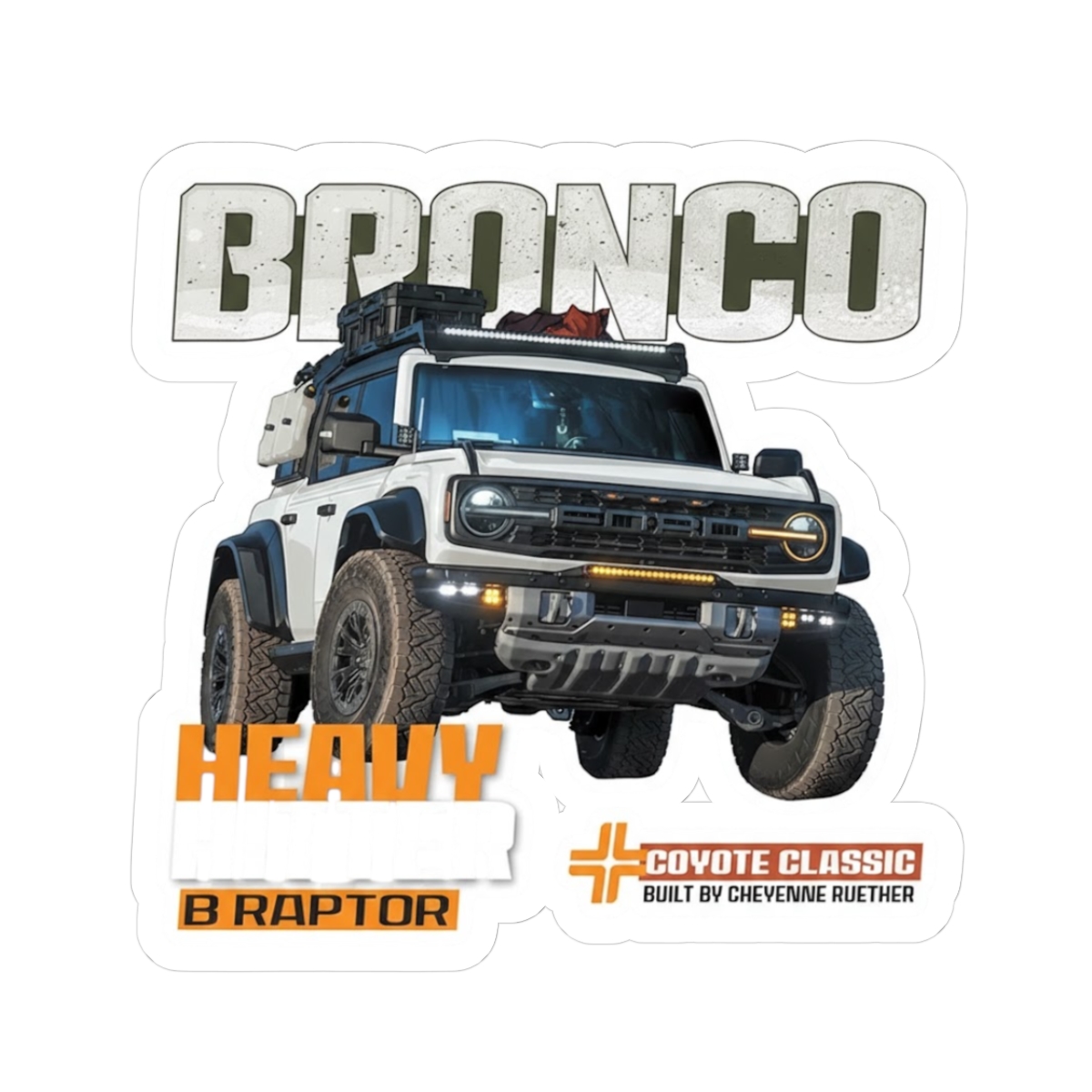 Tread Bronco Off-Road Illustration Kiss-Cut Sticker